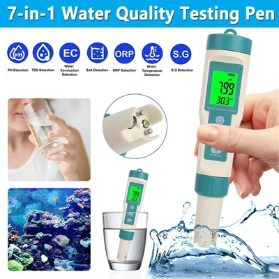 £24.78 • Buy 7 In 1 PH Meter LCD Digital Electric Tester Pen Water Hydroponics Aquarium Test