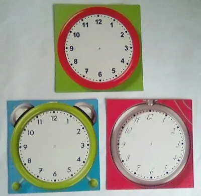 3 Learn To Tell The Time Educational Card Clock Faces - Numeracy Time • £4.95