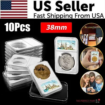 10pcs Coin Display Slabs 38mm Graded Storage For MORGAN/PEACE/IKE SILVER DOLLAR • $9.99