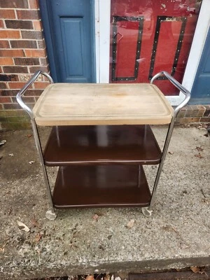 $69.99 • Buy Vintage Mid Century Modern Cosco Metal Kitchen Cart Brown/Wood
