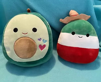 Squishmallows Lot  Francisco Mexican Flag Boy W/Hat And Austin Avocado W/Hearts • $30