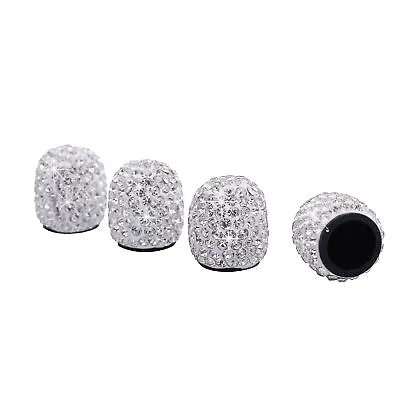 4x White Bling Crystal Diamond Stem Car Tire Tyre Valve Dust Cap Cover Universal • $10.44