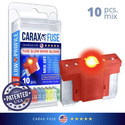 CARAX Glow Fuse – LOW Profile Micro Blade – 10 Pcs Assortment Kit Glow Blown LED • $19.90