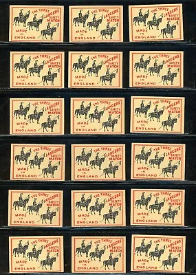 The Three Lancers Matchbox Advertising Labels Made In England Lot Of 36 !! Pp70 • $1.45
