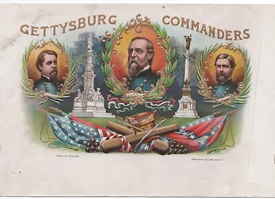 Beautiful 1890s Embossed   Gettysburg Commanders   Civil War Cigar Label • $22.49