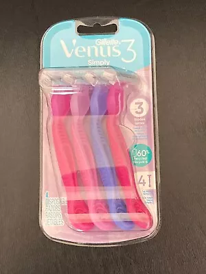 Gillette Venus Simply3 Colors Women's Disposable Razors 4 Razors FREE SHIP • $9.75