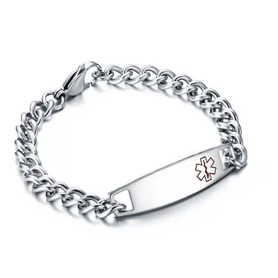 £5.40 • Buy Medical Alert Bracelet Chain Customized Engraving ICE Emergency For Men Women