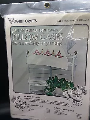 Vogart Pillow Cases Stamped For Embroidery Orange Blossoms 8303D NIP • $9