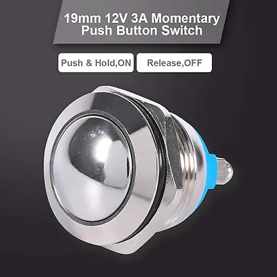 19mm Water Proof Starter Switch Boat Horn Momentary Push Button Stainless Steel • $6.99