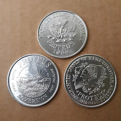 Lot 3 Mardi Gras PROTEUS New Orleans Doubloons Aluminum Coins Tokens 1967 68 69 • $3.99