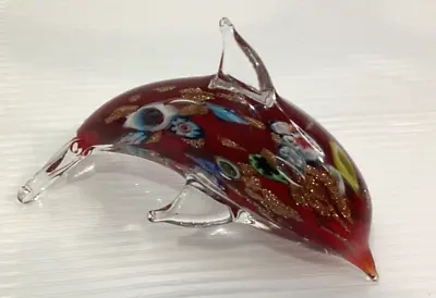 Murano Style Glass Sculpture Dolphin Hand Made • $34.77