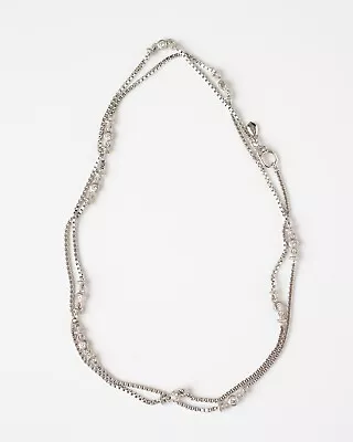 Judith Ripka Sterling Silver 36  Diamonique Station Chain Necklace • $125