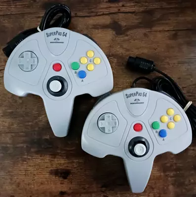 Lot Of 2 SuperPad N64/Nintendo 64 Controllers - Gray - P-305 • $22.99