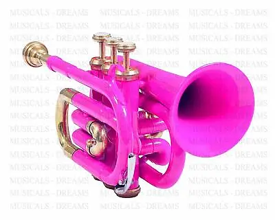 BEST PRICE DEAL Pocket Trumpet Bb Pink With Hard Case & Mp MINI HORN FAST SHIP • $141.45