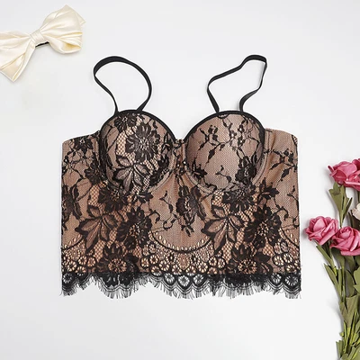 $19.48 • Buy Biking Crop Top Sexy Deep V With Lace Encrusted Shape And Shape Cropped Top Pack