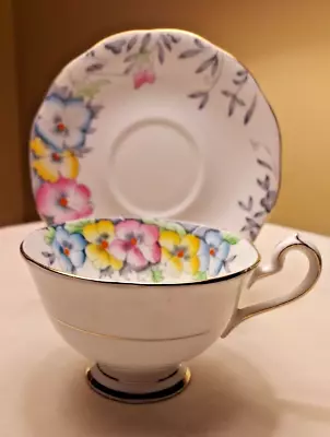 Vintage Bell Fine Bone China Cup And Saucer-Pansies • $4.02