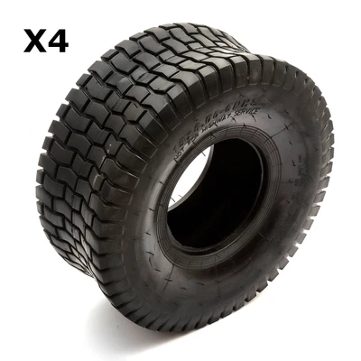 £95.29 • Buy 4x Tyre 15x6.00-6 Garden Lawn Tractor 6  Rim Grass Safe Chevron Turf Tread 4PLY