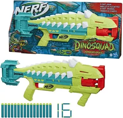 Nerf DinoSquad Armorstrike Dart Blaster 8-Dart Rotating Drum Drop Grip 16 Ner • $78.34