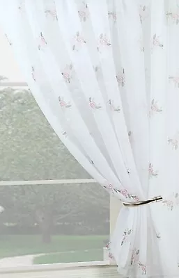 CLEARANCE Candy Rose Single Voile Patterned Curtain Panel Slot Top-Free Postage • £7.49