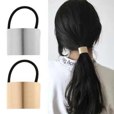 Fashion Womens Chic Punk Metal Band Cuff  Wrap Ponytail Holder Hair Band • £3.98