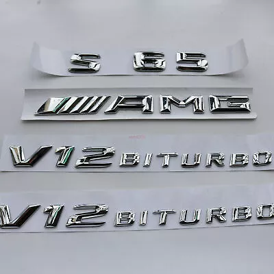  S65 + AMG + V12 BITURBO  Letters Trunk Embl Badge Sticker For Mercedes Benz • $34.95