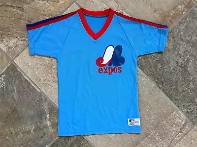 Vintage Montreal Expos Sand Knit Baseball Jersey Size Youth Medium 8-10 • $25.75