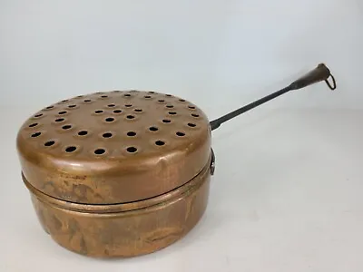 Vintage Antique Copper 2 Piece Popcorn Popper Roaster Pot Handle 22  • $34.97