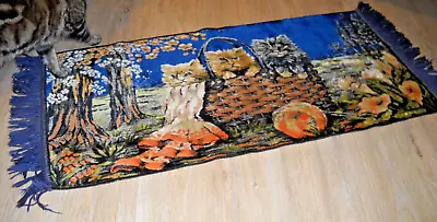 Beautiful Vintage Cat Carpet/ Rug With Frilled Edges- Could Be Hung On Wall-RARE • $27.76