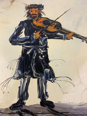 Morris Katz Signed Amazing Original Oil Painting Rare  FIDDLER ON THE ROOF  1972 • $285