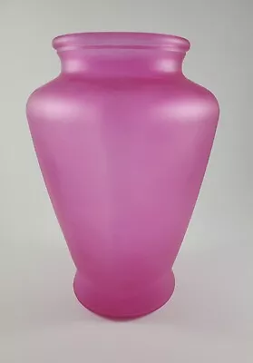 Vintage Frosted Glass Vase~Pink Rose 9  Made USA • $9.99