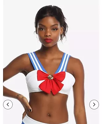 Sailor Moon Cosplay Swimsuit Top 2XL Bottom XL Bikini Blue Red Bow NWT Hot Topic • £48.26