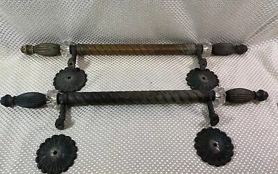 2 Antique Vintage Ornate Copper/Glass  Rod Towel Bars For Bathroom~24  Long • $74.98