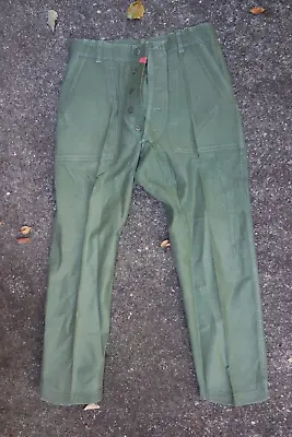 VTG OG US ARMY Sateen Utility Trousers Pants USA Button Vietnam Sz 30x29 • $84.99