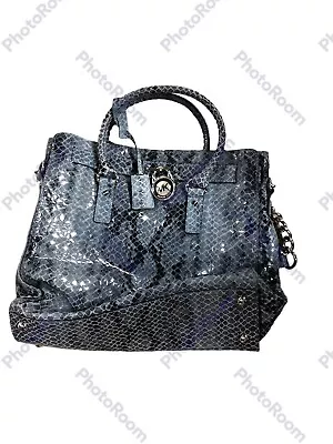Michael Kors Hamilton Gray Leather Python Snakeskin Leather Shoulder Bag • $69.99