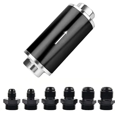 100 Micron Inline Fuel Filter With 6AN 8AN 10AN Adapter Fitting Aluminum  • $15.99
