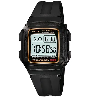 Casio F-201WA Series Silver Or Gold Dual Time Illuminator Unisex Digital Watch • $32.95