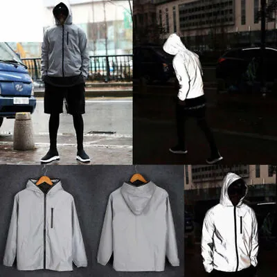 Men's  3M Reflective Jacket Waterproof Cycling Motorcycle Night Safe Coat N • $33.88