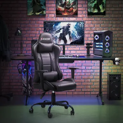 Adjustable Gaming Chair PU Leather Ergonomic Office Racing Recliner Swivel Seat • $121.31