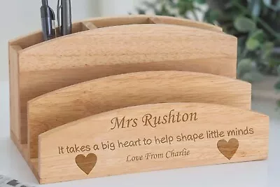 £16.99 • Buy Personalised Teacher Gift Wooden Letter And Desk Organiser