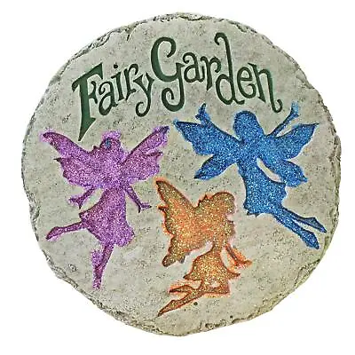 Round Fairy Garden Stepping Stone / Lawn Plaque Decor - Pink / Orange / Blue • £5.03