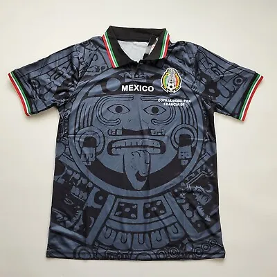 Seleccion Mexica Men's Soccer Jersey Futbol Black Jersey Mexico Retro • $25