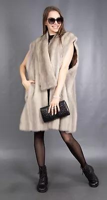 12382 Gorgeous Real Silver Mink Coat Luxury Fur Jacket Vest Beautiful Size 3xl • $1