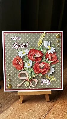Beautiful Handmade 3d Katy Sue Poppies Card Topper For Any Occasion! • £1.25