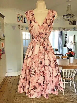 £42 • Buy Worn Once Size 10 PHASE EIGHT Edita Rose Retro Fit & Flare Occasion Dress Tulle
