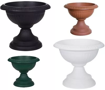 4 X Grecian URN Pots 42 CM Round Flower Planter Plant Plastic Base Home Garden • £19.97