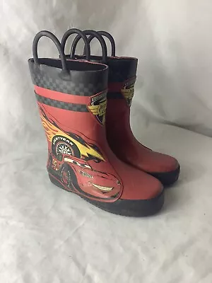 DISNEY LIGHTNING McQUEEN HUDSON HORNET CARS RAIN BOOTS YOUTH SIZE 9 • $10