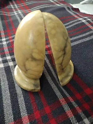 Beautiful Vintage Set Of Italian Marble Alabaster Egg Bookends!  • $9.99