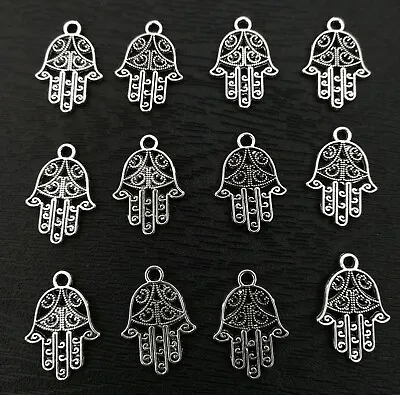 25 Hamsa Hand Charms - Metal Alloy Antique Silver Colour • £3.39