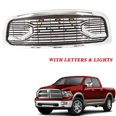 Front Grille Fit For 2009-2012 Dodge RAM 1500 Grill W/Letters & Lights Chrome • $239