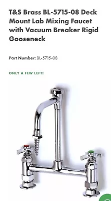 T&S BL-5715-10 Lab Faucet W/ Restricted Swing Serrated Tip Outlet4-Arm Handles • $169